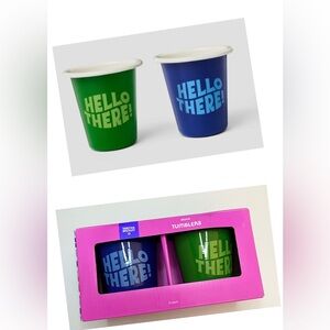 Tabitha Brown 2pk 12oz Enameled Cup Set Metal 'Hello There!' Tumblers